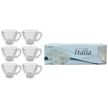 Jogo de Xícaras Itália 6 Peças 200ml Vidro Alça Mesa Posta Café da Manhã Chá Elegante Presente Luxo Cozinha Jogo de Xícaras Itália 6 Peças 200ml Vidro Alça Mesa Posta Café da Manhã Chá Elegante Presente Luxo Cozinha
