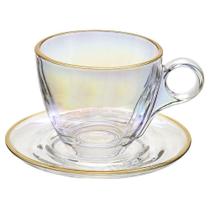 Jogo de Xícaras Mefins com Pires 4pçs em Cristal Furta Cor 170ml - Hauskraft Premium