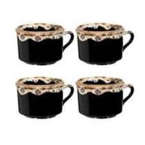 Jogo De Xicaras P/Café Ou Chá Lisa C/ Borda 150 Ml 4 Pçs