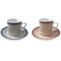 Jogo de Xícaras para Cafe Coffe Time Porcelana com 6un de 80ml