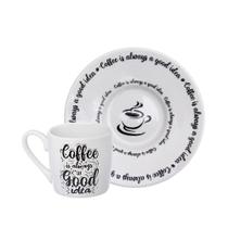 Jogo de Xícaras para Café com Pires Coffee Is Always a Good Idea em Porcelana 6Pçs 80ml - Hauskraft
