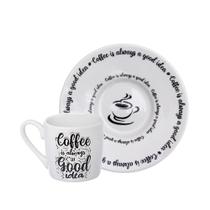 Jogo de Xícaras para Café com Pires Coffee Is Always a Good Idea em Porcelana 6Pçs 80ml - Hauskraft Jogo de Xícaras para Café com Pires Coffee Is Always a Good Idea em Porcelana 6Pçs 80ml - Hauskraft