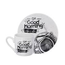 Jogo de Xícaras para Café com Pires Have a Coffee em Porcelana 6Pçs 80ml - Hauskraft