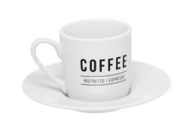 Jogo de Xícaras para Café com Pires Manhattan em Porcelana Branca 6 Pçs 80ml - Hauskraft