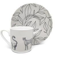 Jogo de Xícaras para Café com Pires Selva em Porcelana 6Pçs 80ml - Hauskraft
