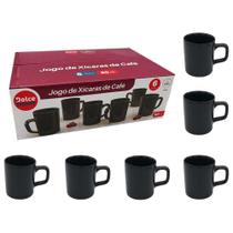 Jogo de Xícaras para Café em Cerâmica Preta c/ 6 Peças 80ml - Dolce Home