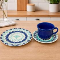 Jogo de Xícaras para Café Lanche Donna Lola Cerâmica 4 Pessoas 8 Peças Azul Oxford Jogo de Xícaras para Café Lanche Donna Lola Cerâmica 4 Pessoas 8 Peças Azul Oxford