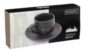 Jogo De Xícaras Para Café Manhattan 90Ml Preta De Porcelana