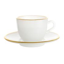 Jogo de Xícaras para Café Matte com Pires em Cristal Off White com Borda Dourada 85ml 4 Peças - Hauskraft Jogo de Xícaras para Café Matte com Pires em Cristal Off White com Borda Dourada 85ml 4 Peças - Hauskraft