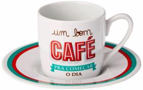 Jogo De Xícaras Para Café Pires 90Ml Porcelana Bom Dia 8333