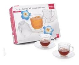 Jogo De Xícaras Para Chá Grande 200 Ml Vidro Hibisco Wincy 12 Peças