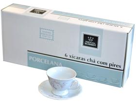 Jogo de Xícaras para Chá Porcelana 12 Peças - Schmidt Express 114