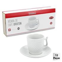 Jogo de Xícaras Porcelana 12 Pçs 65ml Brixton Bco