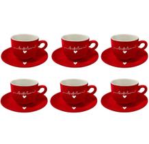 Jogo de Xícaras Porcelana Café 12 Peças 90ml Lamour Vermelha Hauskraft JGXC047VM