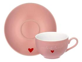 Jogo De Xícaras Porcelana Para Café Chá 12 Peças Rosa Lamour 160ML
