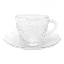 Jogo de Xícaras Vidro 180ml Design Moderno Decorativo Bebidas Quentes Café Chá Capuccino Cozinha Kit 12 pçs Corazon