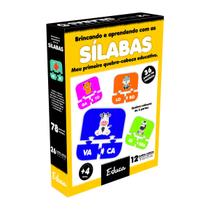 Jogo Didático Encaixando As Sílabas Madeira 36 Peças