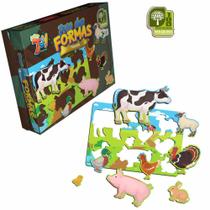 Jogo Didático Formas Animais da Fazenda em MDF