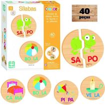 Jogo Didático Infantil Criança Encaixando As Sílabas Madeira Brinquedo Pedagógico Alfabetização 40pç Jogo Didático Infantil Criança Encaixando As Sílabas Madeira Brinquedo Pedagógico Alfabetização 40pç