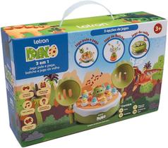 Jogo dino 3 em 1 c/ jogos boliche e jogo da velha e pula e pega letron