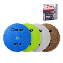 Jogo Disco Polimento Diamantado Cortag 4Un 100Mm Polimento Com Água Porcelanato Mármore