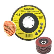 Jogo Discos de Lixadeira 115mm com Granularidade 80 Conjunto Kit 10 Discos