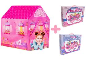 Jogo Divertido Barraca Rosa Princesa + Kit Chazinho e Jantar