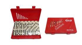 Jogo Dominó 28 Peças Osso Com Estojo Profissional 10MM Jogo Dominó 28 Peças Osso Com Estojo Profissional 10MM