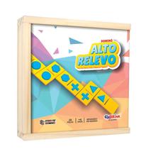 Jogo Dominó Alto Relevo 28 Peças MDF Braille 1451 Jogo Dominó Alto Relevo 28 Peças MDF Braille 1451