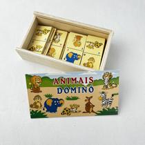 Jogo Dominó Animais Educativo Pedagógico Montessori 28 Pçs