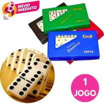 Jogo Dominó De Osso 9mm Grande Profissional 28 Peças Com Estojo Maleta Jogo Dominó De Osso 9mm Grande Profissional 28 Peças Com Estojo Maleta