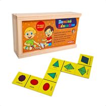 Jogo Dominó Formas Geométricas 28 peças Infantil Pedagógico Escolar Brinquedos Educativos Carimbras Criança 3 anos Jogo Dominó Formas Geométricas 28 peças Infantil Pedagógico Escolar Brinquedos Educativos Carimbras Criança 3 anos