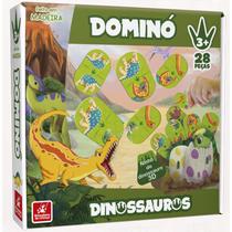 Jogo Dominó Infantil Dinossauros 28 Peças feito em Madeira