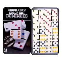 Jogo Dominó Osso Profissional Colorido 28 Peças Com Estojo Lata Jogo Dominó Osso Profissional Colorido 28 Peças Com Estojo Lata