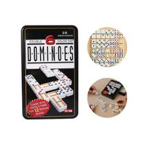 Jogo dominó profissional 28 peças lata colorido grande Jogo dominó profissional 28 peças lata colorido grande