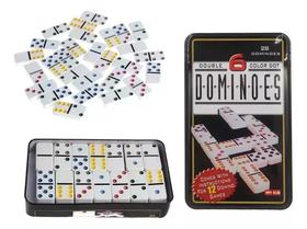 Jogo Domino Profissional Estojo Em Lata 28 Peças Coloridas Novo Domino Profissional Estojo Em Lat Jogo Domino Profissional Estojo Em Lata 28 Peças Coloridas Novo Domino Profissional Estojo Em Lat