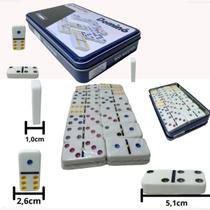 Jogo Dominó Profissional Grande Osso Resina Pinos Coloridos Estojo Lata Jogo de Raciocínio lógica concentração Estratégia Jogo Dominó Profissional Grande Osso Resina Pinos Coloridos Estojo Lata Jogo de Raciocínio lógica concentração Estratégia