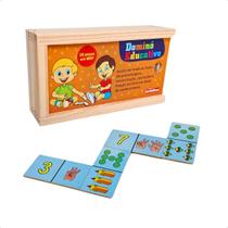Jogo Dominó Quantidades e Números 28 peças Infantil Escolar Pedagógico Brinquedos Educativos Carimbras Criança 3 anos