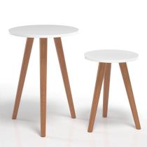 Jogo Dupla Mesa Lateral Móvel para Sala Decoração Redondas
