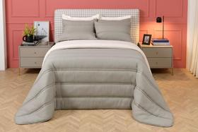 Jogo Edredon Dupla Face Urbane Cinza Claro 3 Pcs Lavive