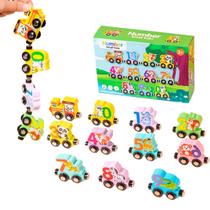 Jogo educacional Montessori trem magnético de madeira 11pçs