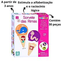 Jogo Educativo 3 Anos Sorvete Das Rimas Alfabetização 24 Peças Nig Brinquedos