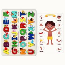 Jogo Educativo Abecedário Colorido e Quebra Cabeça Corpo Humano Menino