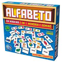 Jogo Educativo Alfabeto 2 Em 1 Memoria Domino Madeira 6 Anos - Pais E Filhos