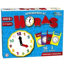 Jogo Educativo Aprendendo as Horas Relógio Divertido 2 a 3 Jogadores Brinquedo Pedagógico para Volta as Aulas +6 anos Pais & Filhos