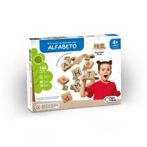 Jogo Educativo Brincando De Aprender Com o Alfabeto 144 Peças Em Madeira Ideal Para Crianças +4 Anos