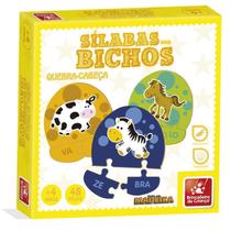 Jogo Educativo De Madeira Sílabas dos Bichos 48 Peças