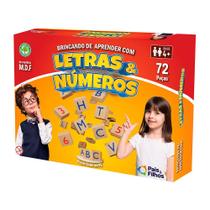 Jogo Educativo - Madeira - Letras e Números - 72 Peças - Pais e Filhos