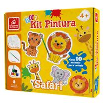 Jogo Educativo Madeira Pop Kit Pintura Safári Brincadeira de Criança BDC