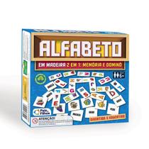 Jogo Educativo O Alfabeto 2 x 1 Dominó Memória Madeira 51Pçs Jogo Educativo O Alfabeto 2 x 1 Dominó Memória Madeira 51Pçs